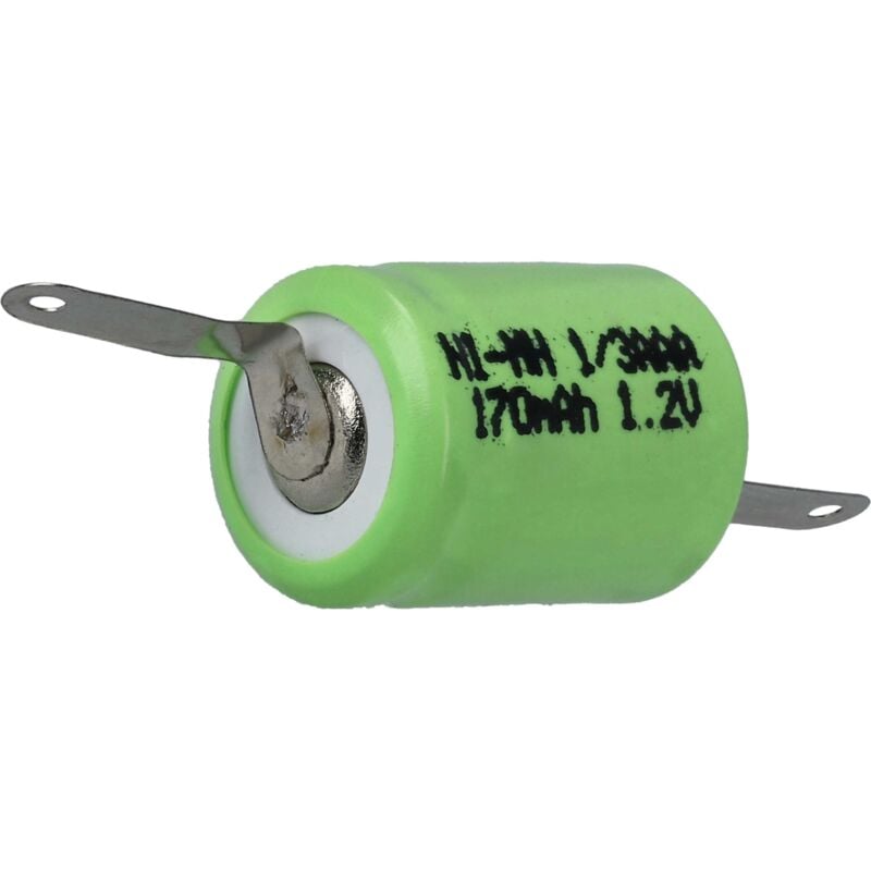 Batería Ni-Mh 1/3AAA 170mAh (1.2V) terminal de soldadura-Z para modelismo, lámparas solares, teléfonos, etc. - Vhbw
Batería Ni-Mh 1/3AAA 170mAh (1.2V) terminal de soldadura-Z para modelismo, lámparas solares, teléfonos, etc. - Vhbw