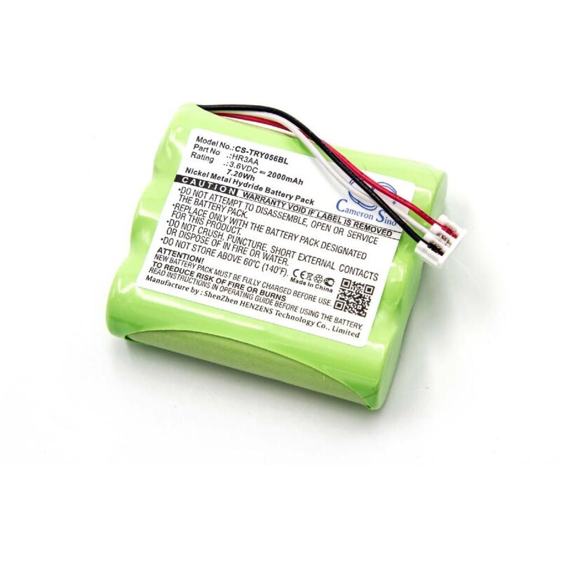 Batería NiMH 2000mAh (3.6V) para mando a distancia / control remoto Tyro TY 55.00.56 - Vhbw
Batería NiMH 2000mAh (3.6V) para mando a distancia / control remoto Tyro TY 55.00.56 - Vhbw