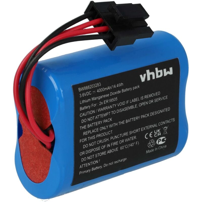 Batería no recargable reemplaza Visonic 103-304742-2, 2XER18505M para Instalación alarma, sistema de alarma (4000 mAh, 3,6 V, Li-SOCl2) - Vhbw
Batería no recargable reemplaza Visonic 103-304742-2, 2XER18505M para Instalación alarma, sistema de alarma (4000 mAh, 3,6 V, Li-SOCl2) - Vhbw