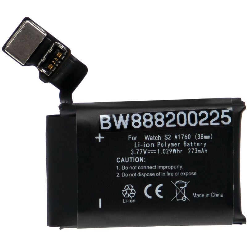 Batería recargable reemplaza Apple A1760 para smartwatch, reloj de actividad (273 mAh, 3.77 V, polímero de litio) - Vhbw
Batería recargable reemplaza Apple A1760 para smartwatch, reloj de actividad (273 mAh, 3.77 V, polímero de litio) - Vhbw