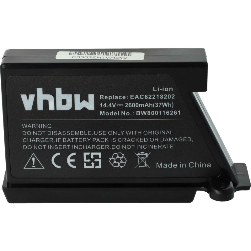 vhbw Batería recargable reemplaza LG BRL1, EAC62218205, EACAA1, MEZ63456808 para aspiradora, robot de limpieza (2600 mAh, 14,4 V, Li-Ion)
vhbw Batería recargable reemplaza LG BRL1, EAC62218205, EACAA1, MEZ63456808 para aspiradora, robot de limpieza (2600 mAh, 14,4 V, Li-Ion)