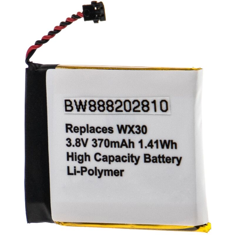 Batería recargable reemplaza Motorola SNN5950A, SNN5951A, WX30 para smartwatch, reloj de actividad (370 mAh, 3,8 V, polímero de litio) - Vhbw
Batería recargable reemplaza Motorola SNN5950A, SNN5951A, WX30 para smartwatch, reloj de actividad (370 mAh, 3,8 V, polímero de litio) - Vhbw