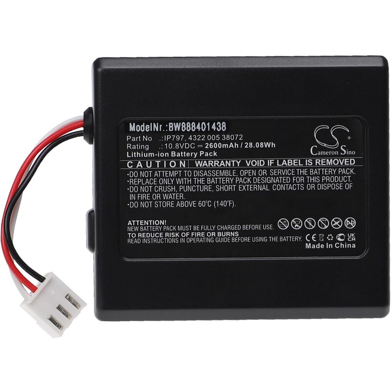 Batería recargable reemplaza Philips 4322 005 38072, IP797 para aspiradora, robot limpieza (2600 mAh, 10,8 V, Li-Ion) - Vhbw
Batería recargable reemplaza Philips 4322 005 38072, IP797 para aspiradora, robot limpieza (2600 mAh, 10,8 V, Li-Ion) - Vhbw