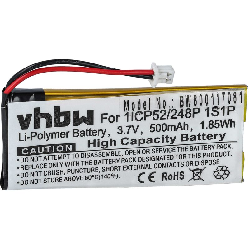 Batería recargable reemplaza Sena 1ICP52/248P 1S1P para auriculares inalámbricos, cascos (500 mAh, 3,7 V, polímero de litio) - Vhbw
Batería recargable reemplaza Sena 1ICP52/248P 1S1P para auriculares inalámbricos, cascos (500 mAh, 3,7 V, polímero de litio) - Vhbw