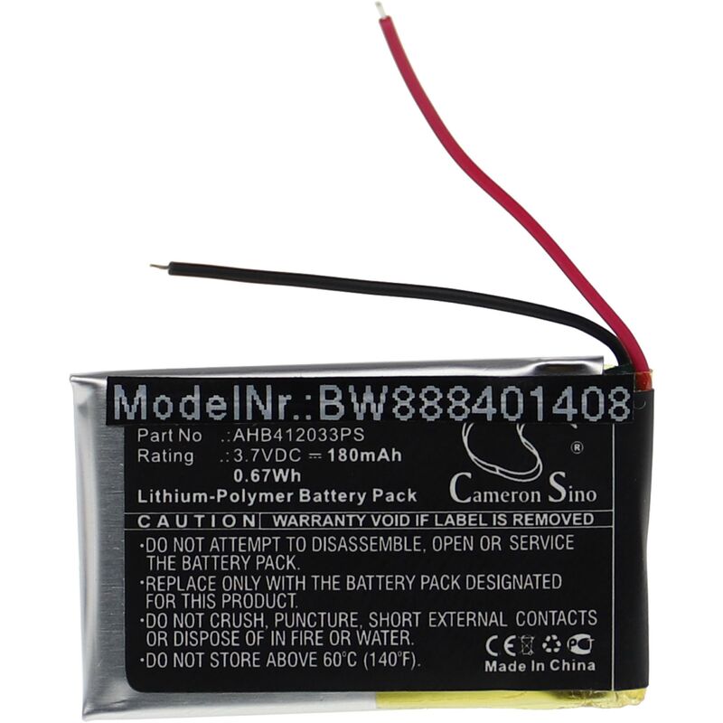 Batería recargable reemplaza Sony AHB412033PS para smartwatch, reloj de actividad (180 mAh, 3,7 V, polímero de litio) - Vhbw
Batería recargable reemplaza Sony AHB412033PS para smartwatch, reloj de actividad (180 mAh, 3,7 V, polímero de litio) - Vhbw