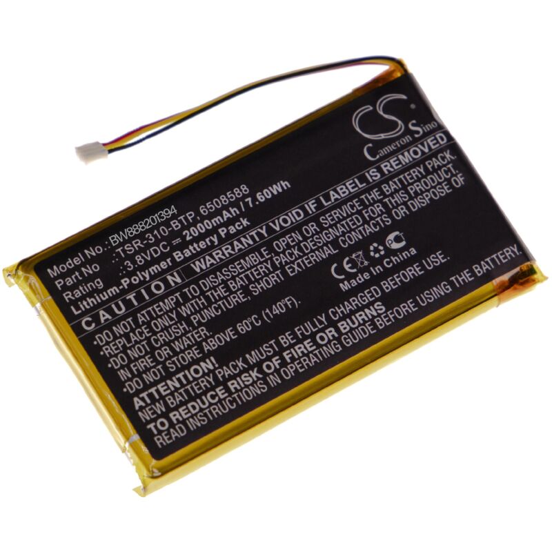 batería reemplaza Crestron 6508588, TSR-310-BTP para escáner PC de mano handheld (2000mAh, 3,8V, polímero de litio) - Vhbw
batería reemplaza Crestron 6508588, TSR-310-BTP para escáner PC de mano handheld (2000mAh, 3,8V, polímero de litio) - Vhbw