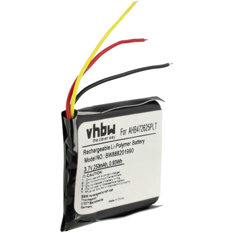 Batería recargable reemplaza Jabra AHB472625PLT, AHB682828PS, CP-GN650 para auriculares inalámbricos, cascos (250 mAh, 3,7 V, polímero de litio)
Batería recargable reemplaza Jabra AHB472625PLT, AHB682828PS, CP-GN650 para auriculares inalámbricos, cascos (250 mAh, 3,7 V, polímero de litio)