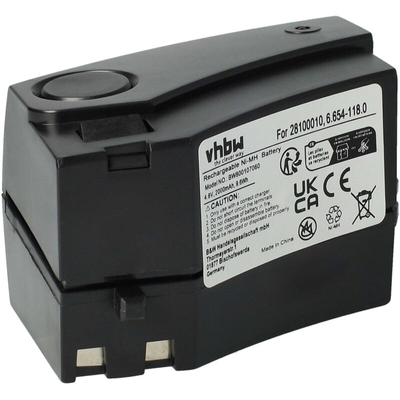 Batería reemplaza Kärcher 28100010, 6.654-118.0 para aspiradora, robot doméstico (2000mAh, 4,8V, NiMH) - Vhbw
Batería reemplaza Kärcher 28100010, 6.654-118.0 para aspiradora, robot doméstico (2000mAh, 4,8V, NiMH) - Vhbw