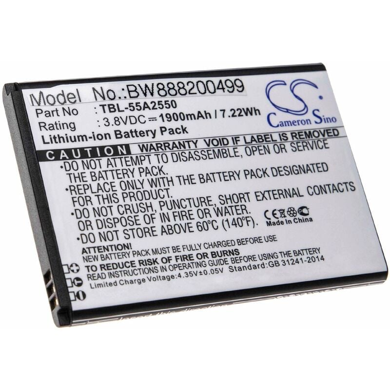 vhbw Batería recargable reemplaza TP-Link TBL-55A2550, TBL55A2000 para router (1900 mAh, 3,8 V, Li-Ion)
vhbw Batería recargable reemplaza TP-Link TBL-55A2550, TBL55A2000 para router (1900 mAh, 3,8 V, Li-Ion)
