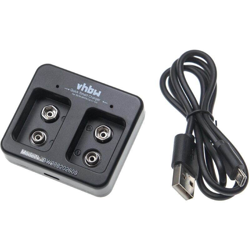 Cargador de 2 baterías para baterías Ni-Cd, NiMH, Li-Ion (bloque 9 V) - Cargador micro USB - Vhbw
Cargador de 2 baterías para baterías Ni-Cd, NiMH, Li-Ion (bloque 9 V) - Cargador micro USB - Vhbw