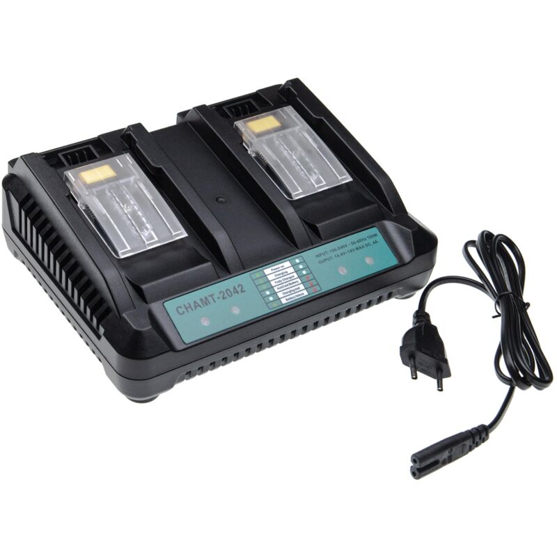 Cargador dual compatible con Makita BFT041RZ, BFT080F, BFT082RZ, BFT120, BFT124RZ, BHR162RFE herramientas - baterías de Li-Ion (14,4V, 18V) - Vhbw
Cargador dual compatible con Makita BFT041RZ, BFT080F, BFT082RZ, BFT120, BFT124RZ, BHR162RFE herramientas - baterías de Li-Ion (14,4V, 18V) - Vhbw