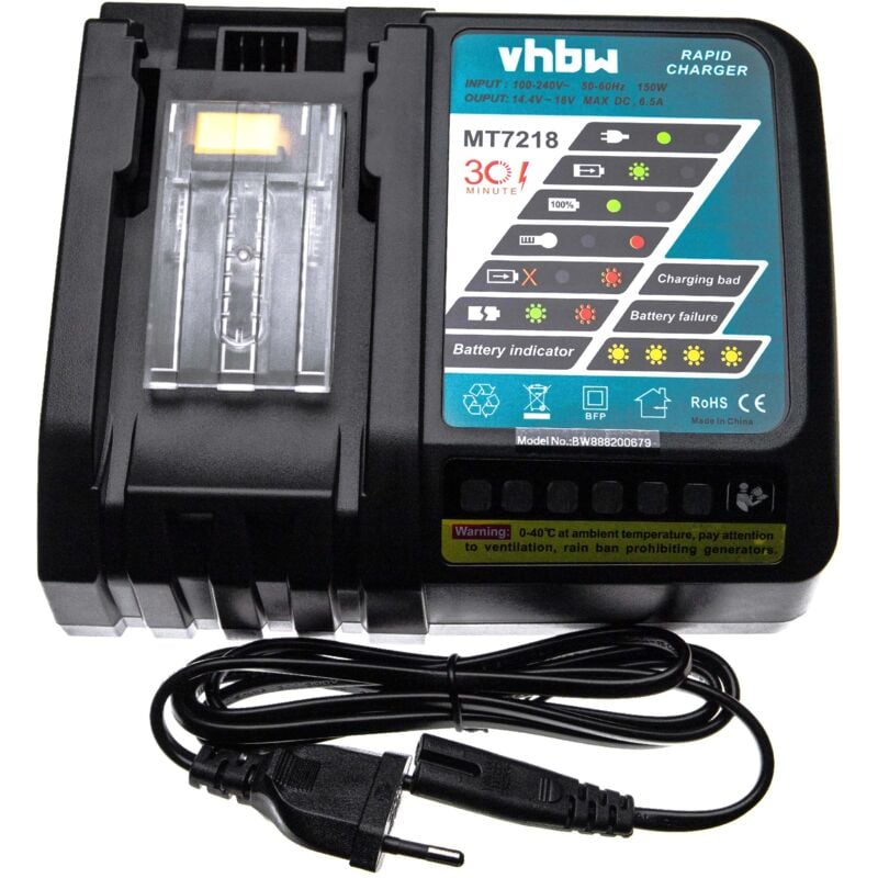 Cargador rápido reemplaza Makita DC18RC para herramientas, baterías de Li-Ion - Vhbw
Cargador rápido reemplaza Makita DC18RC para herramientas, baterías de Li-Ion - Vhbw