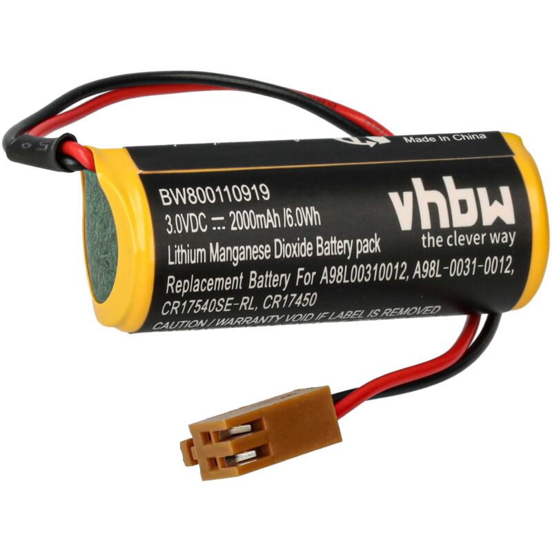 Li-Ion batería 2000mAh (3V) para CNC controlador GE Fanuc CNC 16i, CNC 18i, CNC Series 16i/18i/21i-A por A98L00310012, A98L-0031-0012, etc. - Vhbw
Li-Ion batería 2000mAh (3V) para CNC controlador GE Fanuc CNC 16i, CNC 18i, CNC Series 16i/18i/21i-A por A98L00310012, A98L-0031-0012, etc. - Vhbw