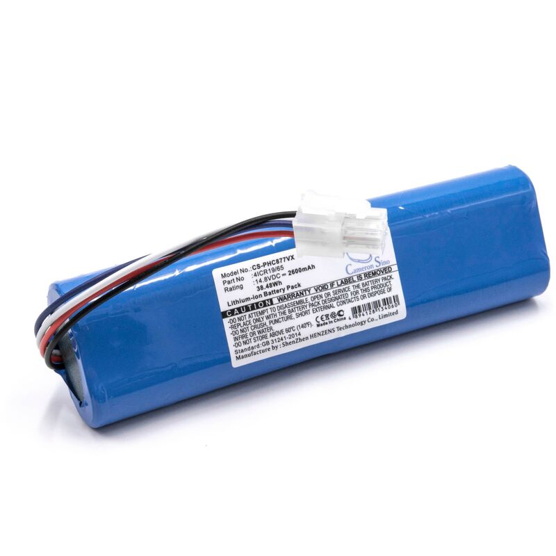 Li-Ion batería 2600mAh (14.8V) para robot limpiasuelos robot autónomo de limpieza como Philips 4ICR19/65 - Vhbw
Li-Ion batería 2600mAh (14.8V) para robot limpiasuelos robot autónomo de limpieza como Philips 4ICR19/65 - Vhbw