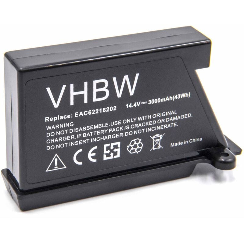 vhbw Li-Ion batería 3000mAh para robot limpiasuelos robot autónomo de limpieza como LG EAC60766106, EAC60766107, EAC60766108, EAC60766109, EAC60766110
vhbw Li-Ion batería 3000mAh para robot limpiasuelos robot autónomo de limpieza como LG EAC60766106, EAC60766107, EAC60766108, EAC60766109, EAC60766110