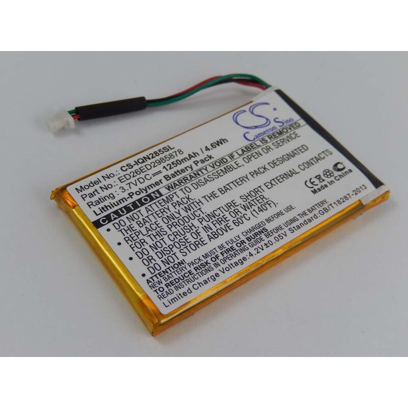 Li-Polymer batería 1250mAh (3.7V) para GPS, sistema de navegación Garmin Nüvi 285, 285W, 285WT por ED26ED2985878. - Vhbw
Li-Polymer batería 1250mAh (3.7V) para GPS, sistema de navegación Garmin Nüvi 285, 285W, 285WT por ED26ED2985878. - Vhbw