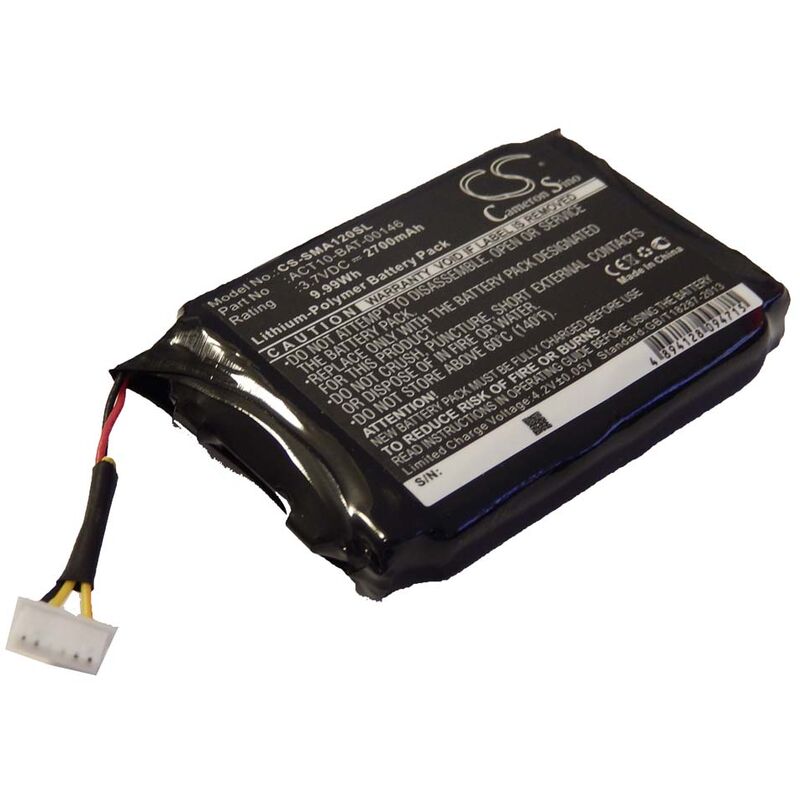 Li-Polymer batería 2700mAh (3.7V) para GPS sistema de navegación Satmap Active 10 y 1S2PE583759-02X, ACT10-BAT-00146. - Vhbw
Li-Polymer batería 2700mAh (3.7V) para GPS sistema de navegación Satmap Active 10 y 1S2PE583759-02X, ACT10-BAT-00146. - Vhbw