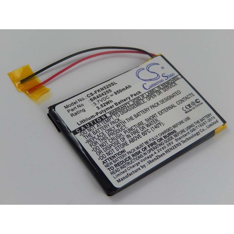 Li-Polymer batería 950mAh (3.7V) para GPS, sistema de navegación Falk Neo 520, 520LMU por SR404255. - Vhbw
Li-Polymer batería 950mAh (3.7V) para GPS, sistema de navegación Falk Neo 520, 520LMU por SR404255. - Vhbw