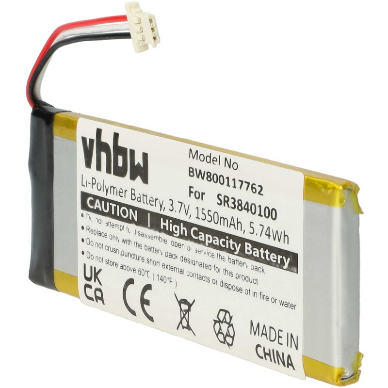 litio polímero batería 1550mAh (3.7V) para navegador GPS Becker active 6 LMU plus, active.6 CE LMU, active.6 LMU, BE B40, BE B50 - Vhbw
litio polímero batería 1550mAh (3.7V) para navegador GPS Becker active 6 LMU plus, active.6 CE LMU, active.6 LMU, BE B40, BE B50 - Vhbw