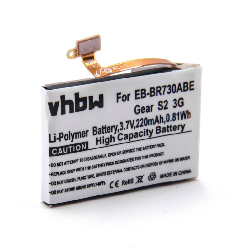 litio polímero batería 220mAh (3.7V) para smartwatch Samsung Gear S2 3G-Version, SM-R730, SM-R730A, SM-R730S, SM-R730T, SM-R730V - Vhbw
litio polímero batería 220mAh (3.7V) para smartwatch Samsung Gear S2 3G-Version, SM-R730, SM-R730A, SM-R730S, SM-R730T, SM-R730V - Vhbw