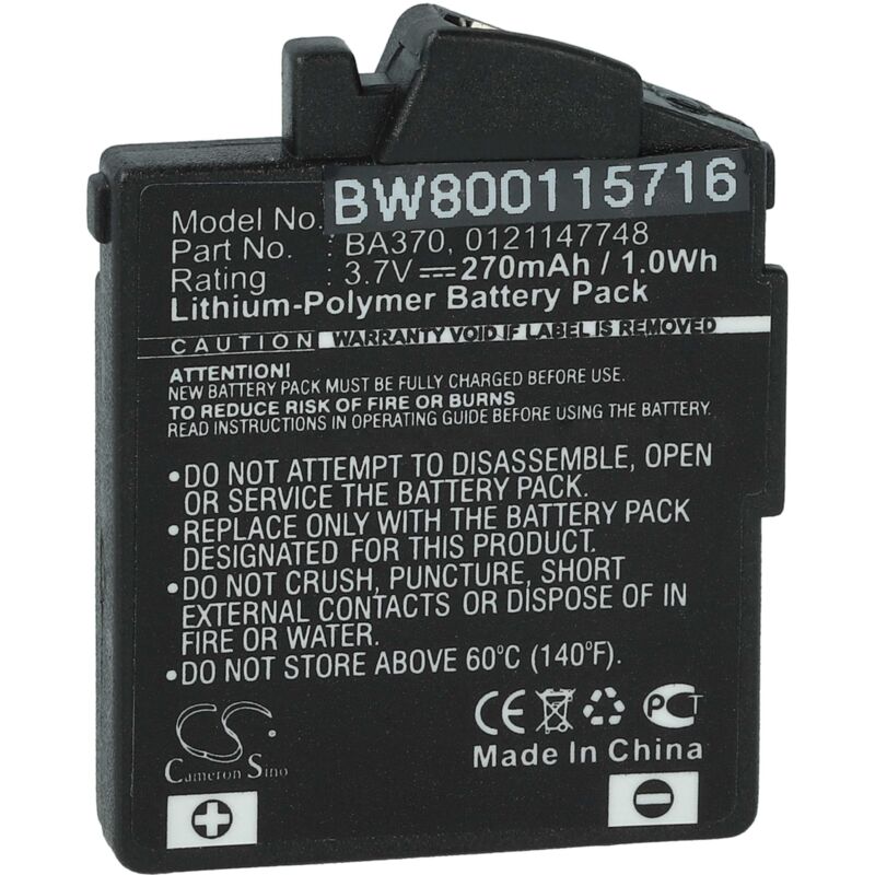 litio polímero batería 270mAh (3.7V) para auriculares inalámbricos cascos como Sennheiser BA370 - Vhbw
litio polímero batería 270mAh (3.7V) para auriculares inalámbricos cascos como Sennheiser BA370 - Vhbw
