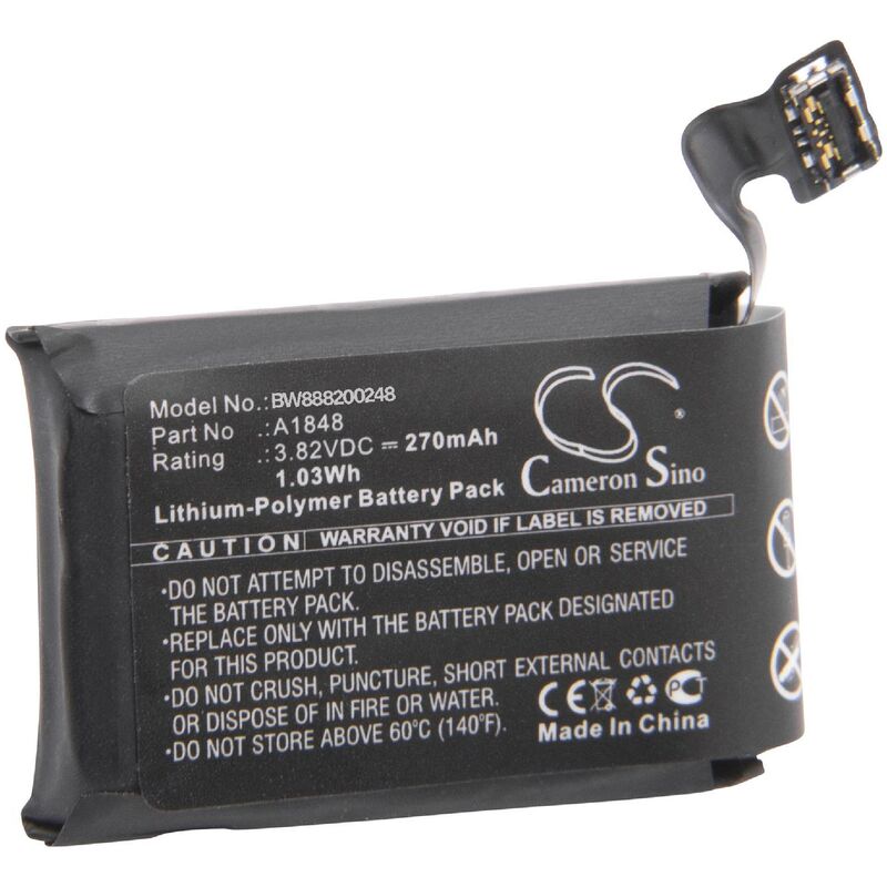 litio polímero batería 270mAh (3.82V) para smartwatch Apple Watch MQKY2LL/A, MQL62LL/A, MR2W2LL/A, MR352LL/A, MRQE2LL/A - Vhbw
litio polímero batería 270mAh (3.82V) para smartwatch Apple Watch MQKY2LL/A, MQL62LL/A, MR2W2LL/A, MR352LL/A, MRQE2LL/A - Vhbw