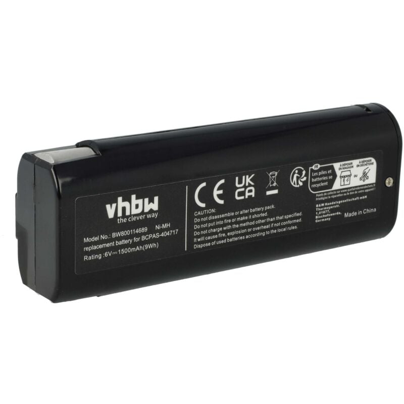NiMH batería 1500mAh (6V) para herramienta eléctrica powertools tools como Paslode 404400 - Vhbw
NiMH batería 1500mAh (6V) para herramienta eléctrica powertools tools como Paslode 404400 - Vhbw