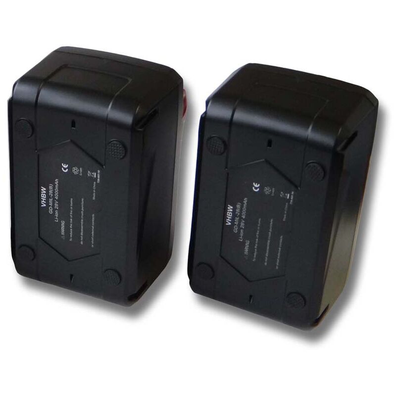 2x Batería compatible con Milwaukee HD28 VC/0 Nass-/Trockensauger, M28 WL LED Akkuleuchte herramientas eléctricas (4000 mAh, Li-Ion, 28 V) - Vhbw
2x Batería compatible con Milwaukee HD28 VC/0 Nass-/Trockensauger, M28 WL LED Akkuleuchte herramientas eléctricas (4000 mAh, Li-Ion, 28 V) - Vhbw