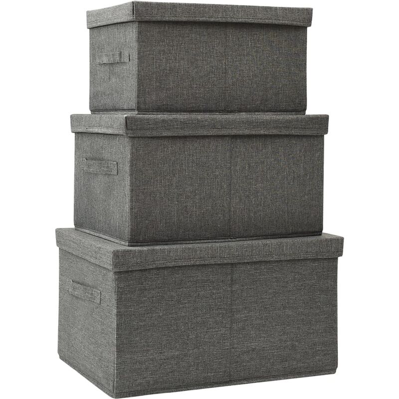 Cajas de almacenamiento apilables 3 piezas tela gris antracita - Antracita - Vidaxl
Cajas de almacenamiento apilables 3 piezas tela gris antracita - Antracita - Vidaxl
