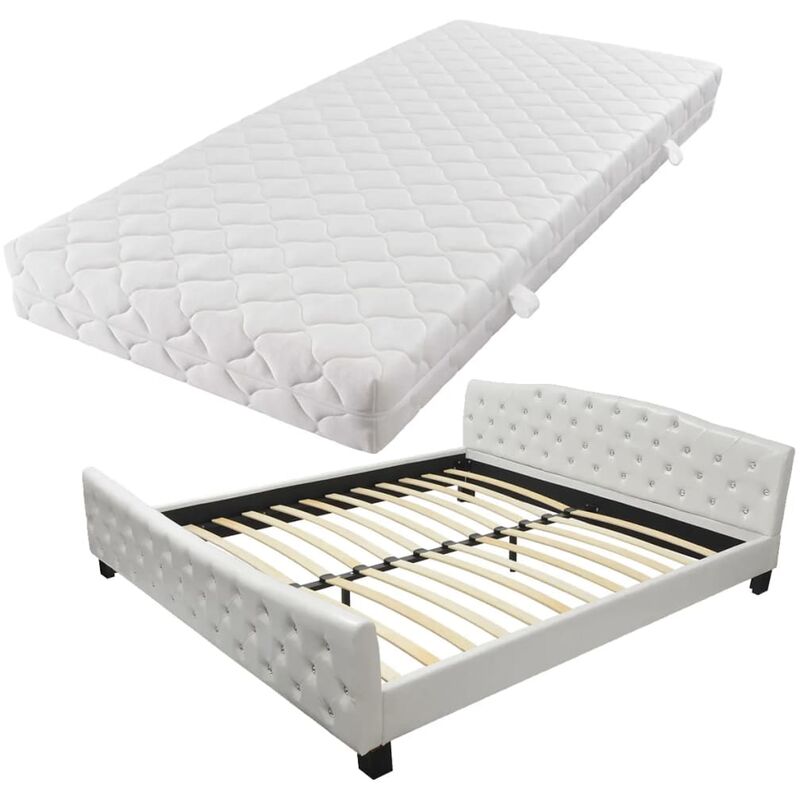 vidaXL Cama con Colchón Viscoelástico de Cuero Sintético Blanca 180x200 cm - Blanco
vidaXL Cama con Colchón Viscoelástico de Cuero Sintético Blanca 180x200 cm - Blanco