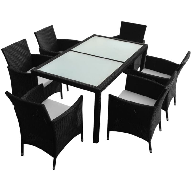 Set comedor de jardín 7 piezas y cojines ratán sintético negro - Negro - Vidaxl
Set comedor de jardín 7 piezas y cojines ratán sintético negro - Negro - Vidaxl