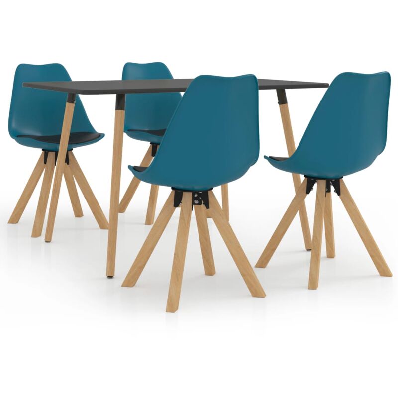 vidaXL Juego de comedor 5 piezas turquesa y negro - Turquesa