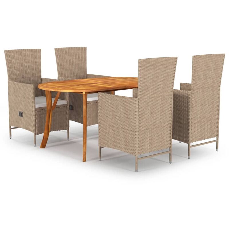 vidaXL Juego de comedor de jardín 5 piezas beige - Beige