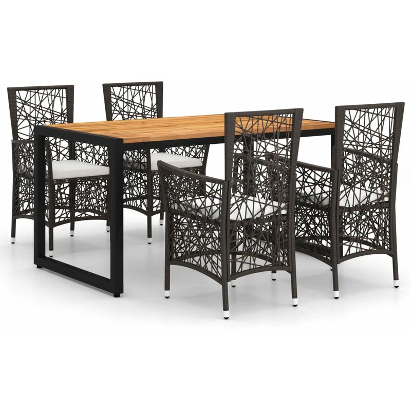 vidaXL Juego de comedor para jardín 5 piezas marrón - Marrón 
vidaXL Juego de comedor para jardín 5 piezas marrón - Marrón