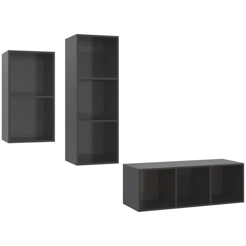 Juego de mueble para TV de 3 piezas aglomerado gris brillante - Gris - Vidaxl
Juego de mueble para TV de 3 piezas aglomerado gris brillante - Gris - Vidaxl