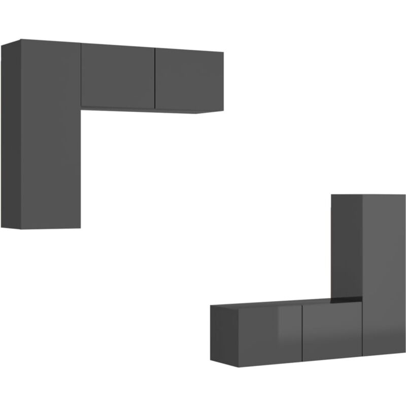 Juego de mueble para TV de 4 piezas aglomerado gris brillante - Gris - Vidaxl
Juego de mueble para TV de 4 piezas aglomerado gris brillante - Gris - Vidaxl
