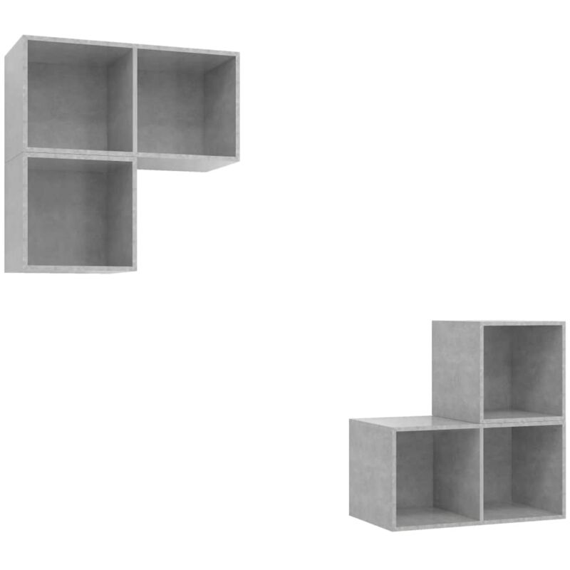 Juego de mueble para TV de 4 piezas aglomerado gris hormigón - Gris - Vidaxl