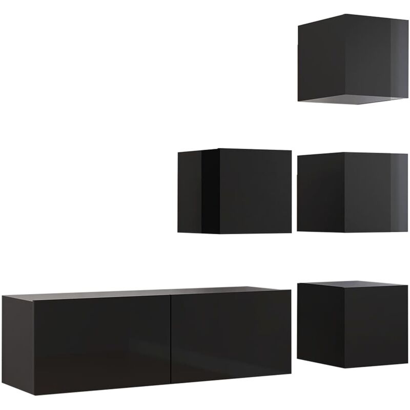 Juego de mueble para TV de 5 piezas aglomerado negro brillante - Negro - Vidaxl
Juego de mueble para TV de 5 piezas aglomerado negro brillante - Negro - Vidaxl