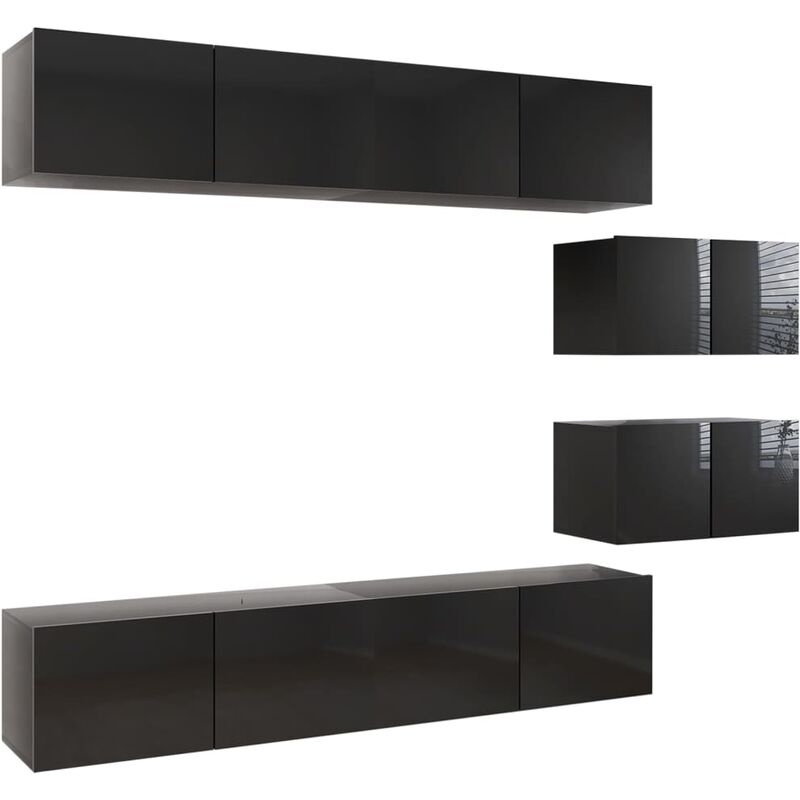 Juego de mueble para TV de 6 piezas aglomerado negro brillante - Negro - Vidaxl
Juego de mueble para TV de 6 piezas aglomerado negro brillante - Negro - Vidaxl