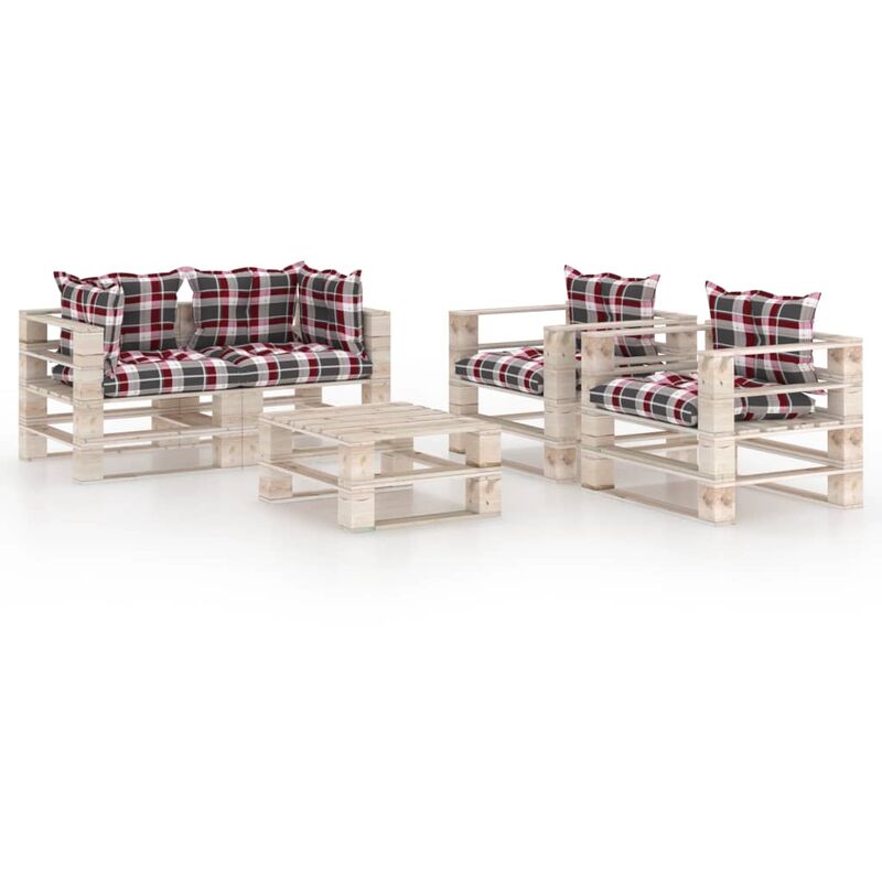 vidaXL Juego de muebles de jardín de palés 5 pzas cojines madera pino - Multicolor
vidaXL Juego de muebles de jardín de palés 5 pzas cojines madera pino - Multicolor