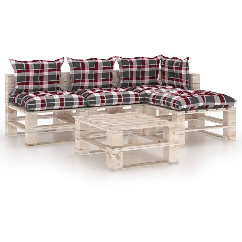 vidaXL Juego de muebles de jardín de palets 5 pzas cojines madera pino - Multicolor
vidaXL Juego de muebles de jardín de palets 5 pzas cojines madera pino - Multicolor
