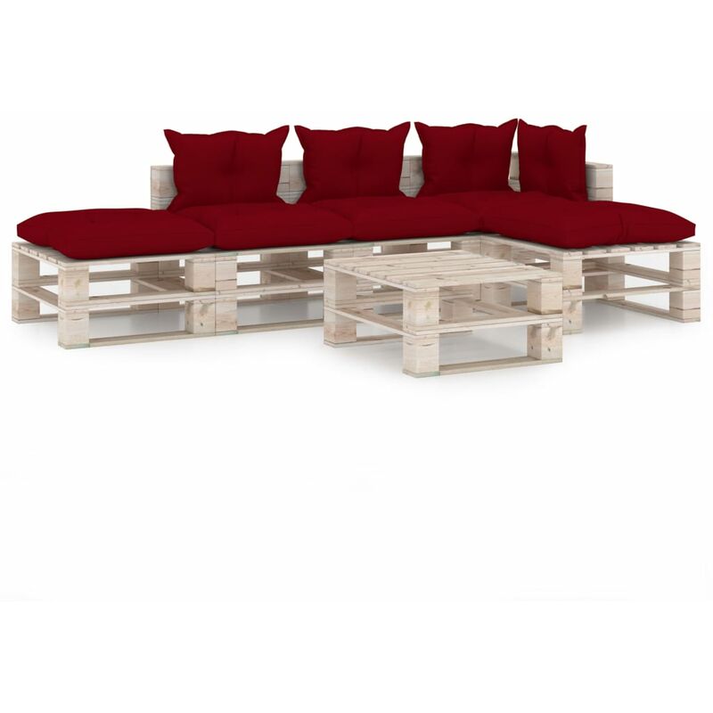 vidaXL Juego de muebles de jardín de palets 6 pzas cojines madera pino - Rojo
vidaXL Juego de muebles de jardín de palets 6 pzas cojines madera pino - Rojo