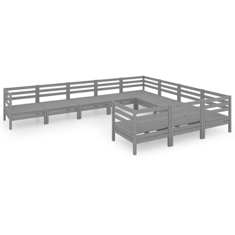 Juego de muebles de jardín 10 piezas madera maciza de pino gris - Gris - Vidaxl
Juego de muebles de jardín 10 piezas madera maciza de pino gris - Gris - Vidaxl