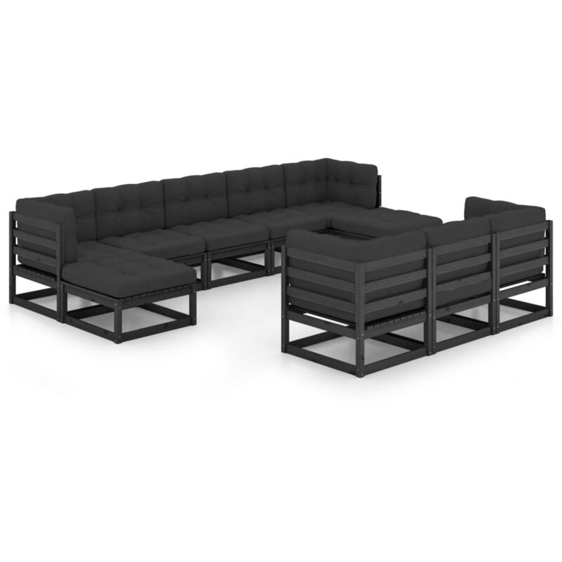 Vidaxl - Juego de muebles de jardín 10 pzas y cojines negro madera pino - Negro
Vidaxl - Juego de muebles de jardín 10 pzas y cojines negro madera pino - Negro