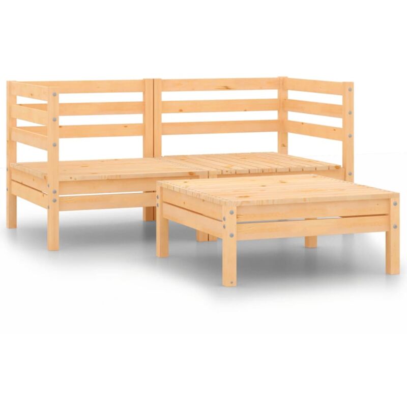 Vidaxl - Juego de muebles de jardín 3 piezas madera maciza de pino - Marrón 
Vidaxl - Juego de muebles de jardín 3 piezas madera maciza de pino - Marrón