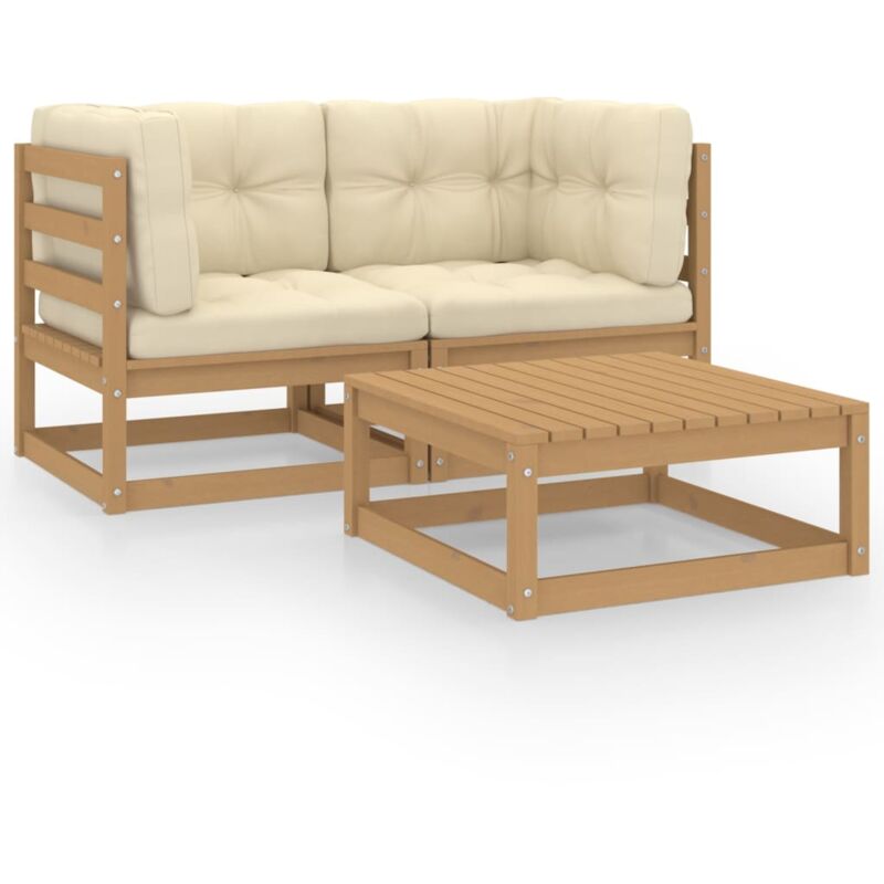 Vidaxl - Juego de muebles de jardín 3 pzas y cojines madera pino maciza - Marrón
Vidaxl - Juego de muebles de jardín 3 pzas y cojines madera pino maciza - Marrón