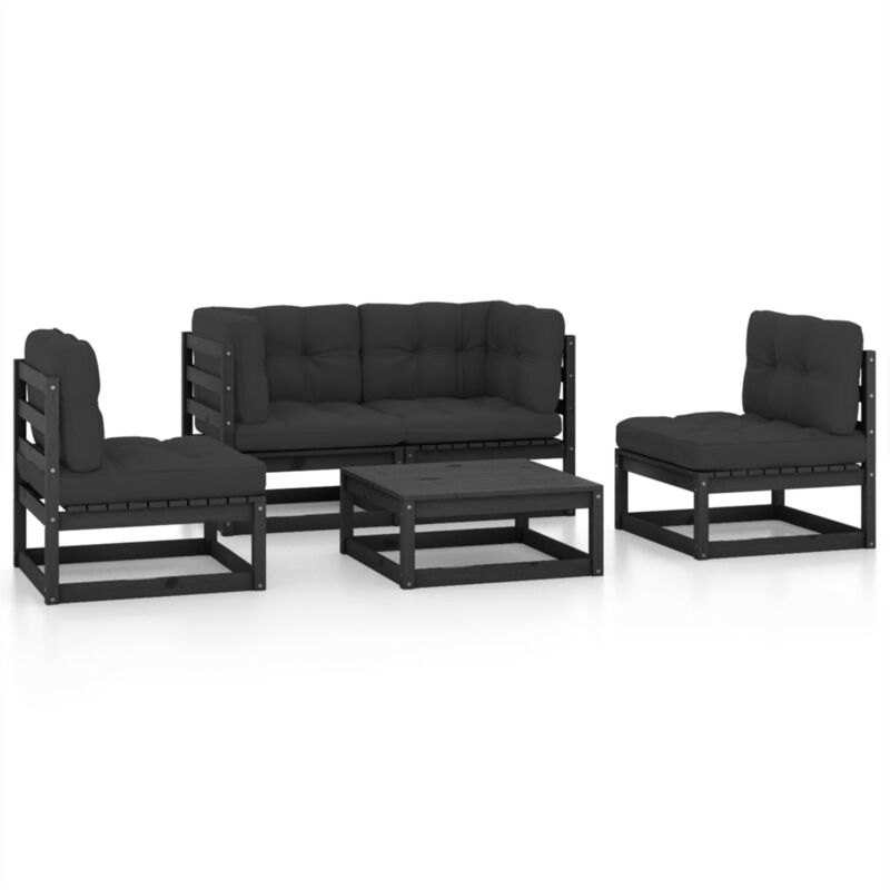 Juego de muebles de jardín 5 pzas y cojines madera pino maciza - Negro - Vidaxl
Juego de muebles de jardín 5 pzas y cojines madera pino maciza - Negro - Vidaxl