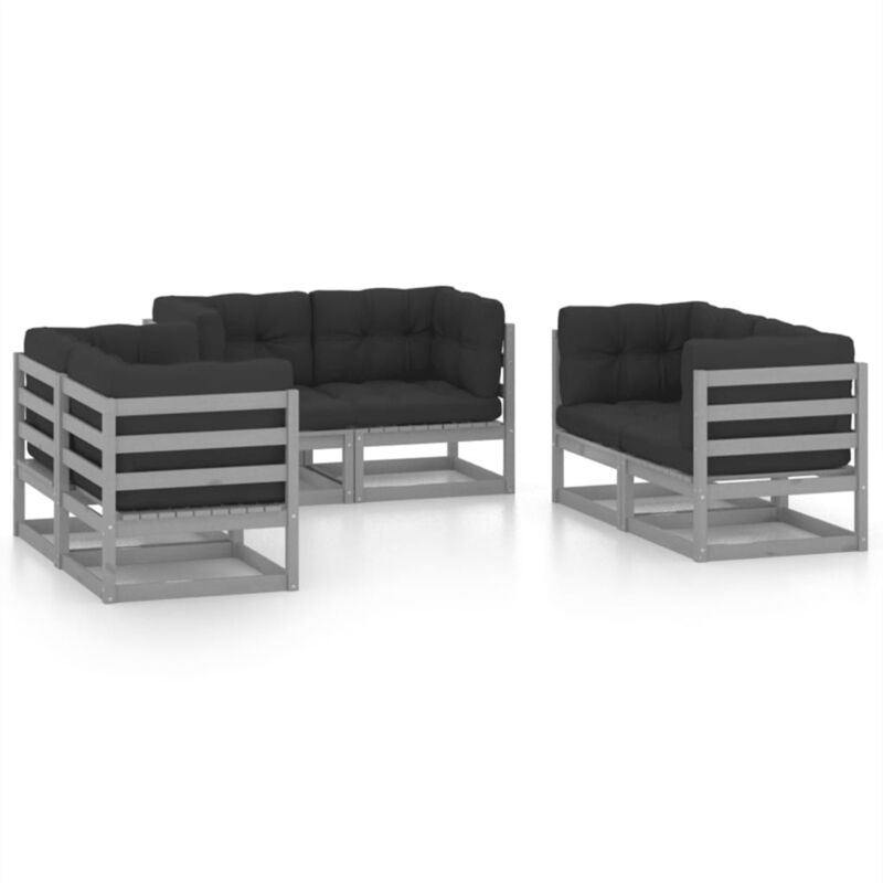 vidaXL Juego de muebles de jardín 6 pzas y cojines madera pino maciza - Gris
vidaXL Juego de muebles de jardín 6 pzas y cojines madera pino maciza - Gris