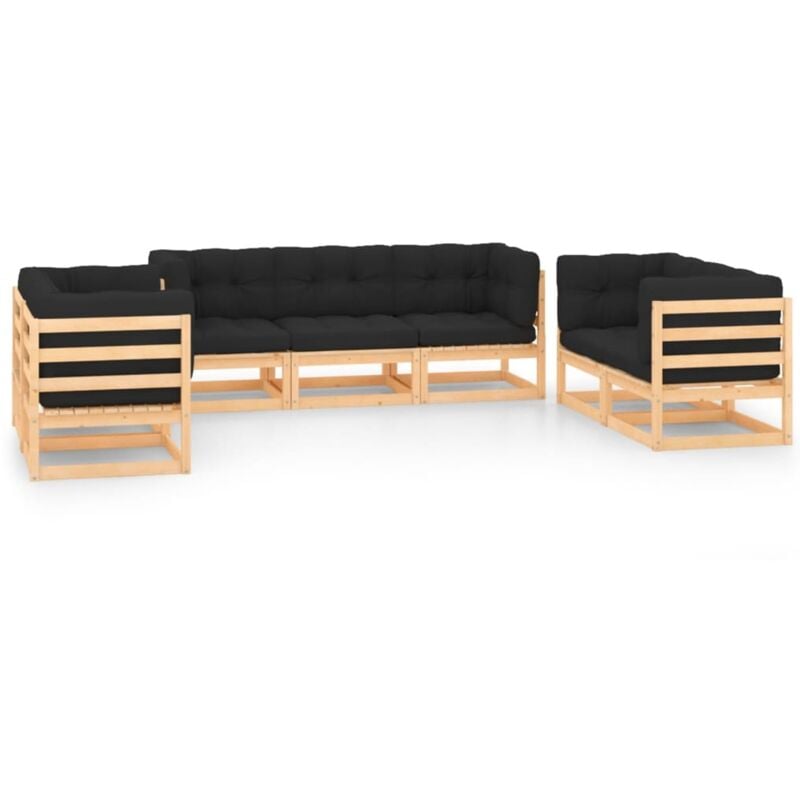 vidaXL Juego de muebles de jardín 7 pzas y cojines madera pino maciza - Marrón
vidaXL Juego de muebles de jardín 7 pzas y cojines madera pino maciza - Marrón
