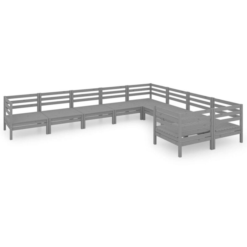Juego de muebles de jardín 9 piezas madera maciza de pino gris - Gris - Vidaxl
Juego de muebles de jardín 9 piezas madera maciza de pino gris - Gris - Vidaxl
